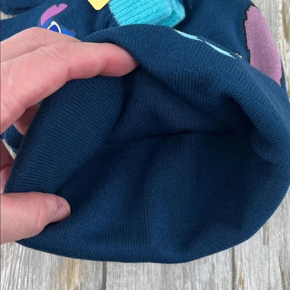 Disney’s Stitch Beanie Hat With Pom Pom & Glove Set